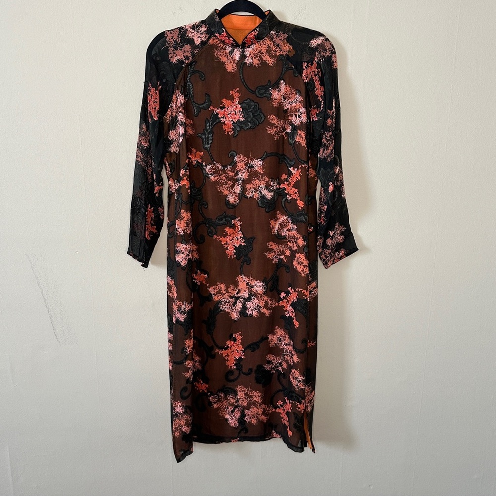 Vintage Vietnamese Silk Ap Dai Dress, Size S